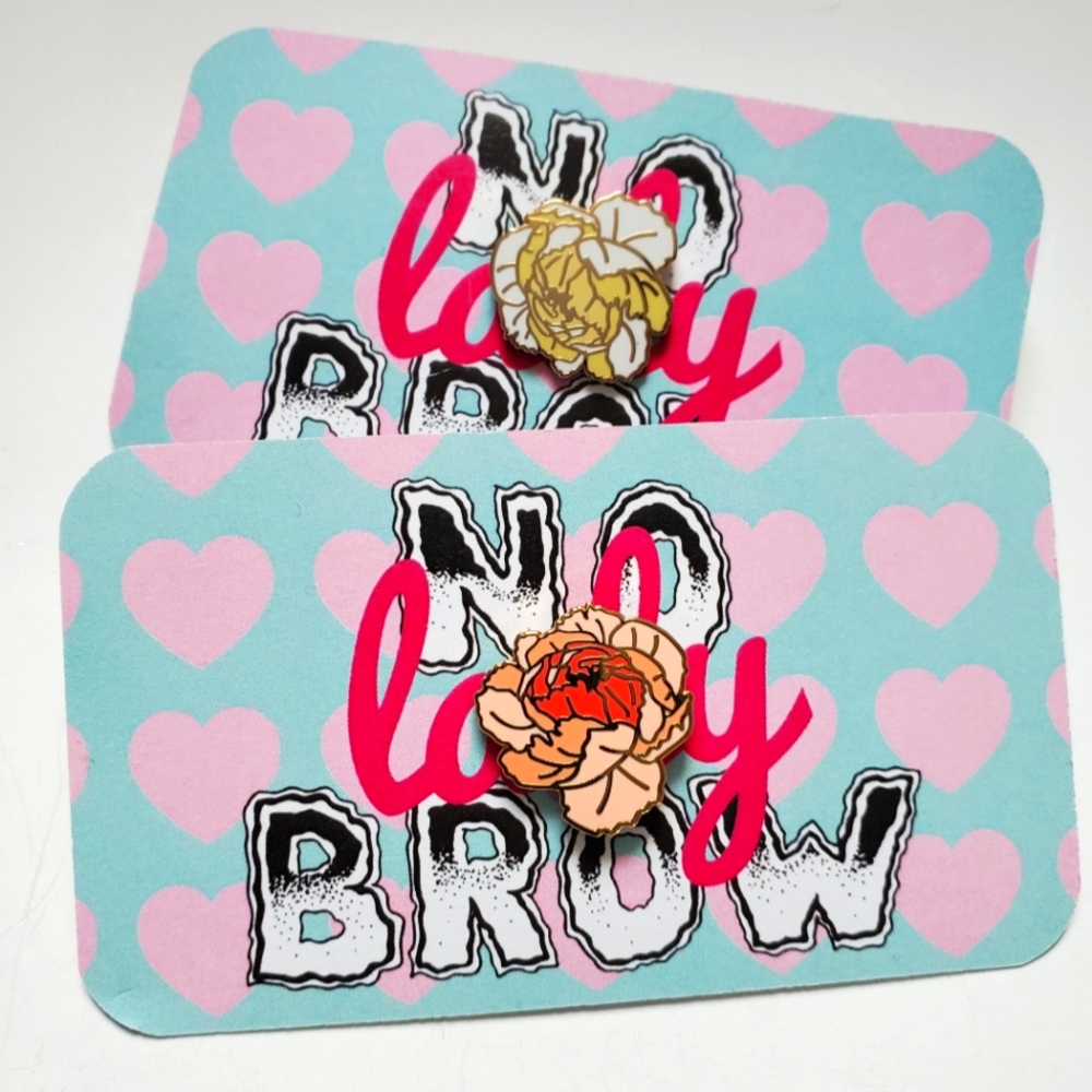 Peony Enamel Pins Set Lady No Brow BRAND NEW
